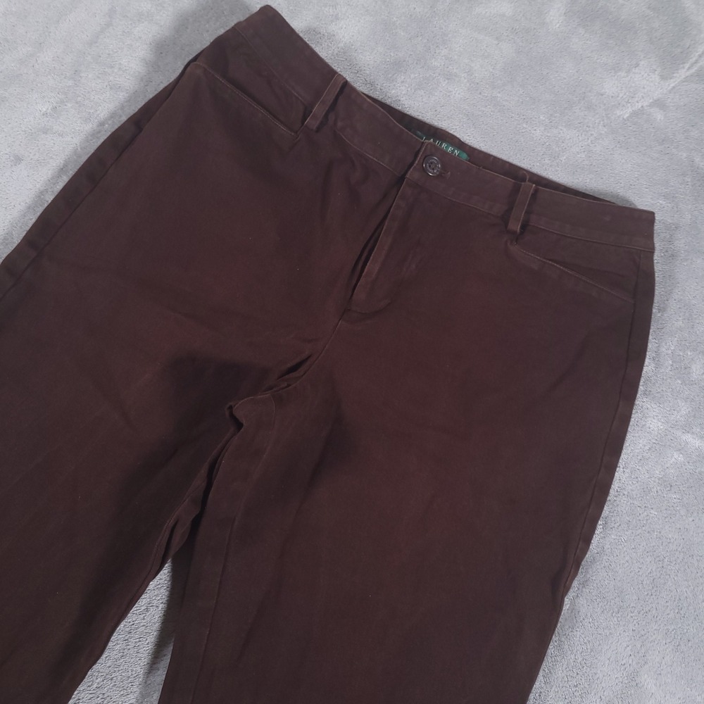 Lauren Ralph Lauren Pants Womens 10 Brown Straight Leg Stretch Chino Trousers